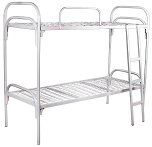 Кровать двухъярусная с лестницей и ограждением 80*190 см, белая